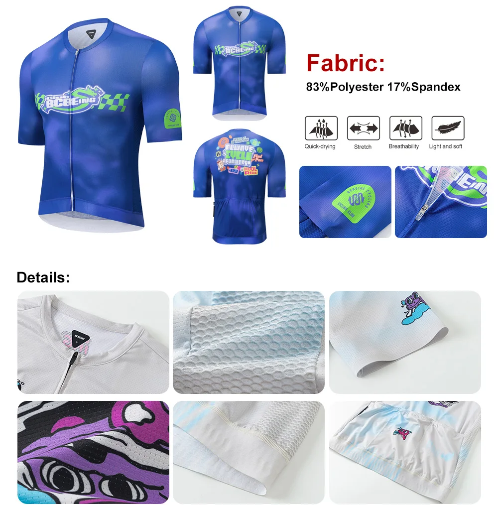 BCBE-ING Sommer-Radtrikots, kurzärmelig, Race Fit, atmungsaktiv, schnell trocknend, UPF50+-Stoff, kleine Größe, Radtrikot Ciclismo – Detail 6