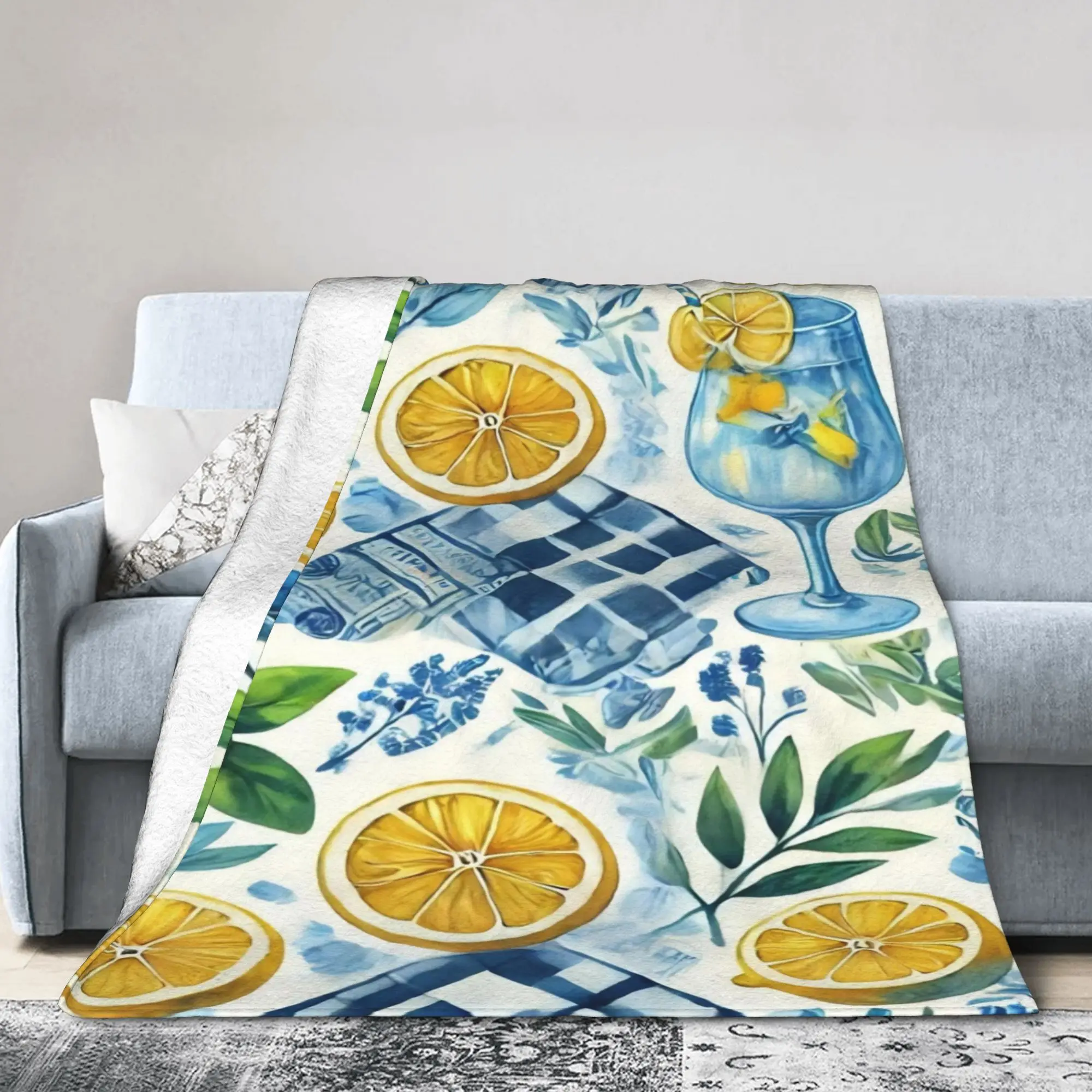 Lemon Sicily Rectangle Blanket Fleece  Cozy Super Soft Throw Blanket for Home Quilt
