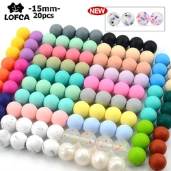 LOFCA 15mm 20 teile/los Silikon Lose Perlen Sicher Beißring Runde Baby Zahnen Perlen DIY Kautable Bunte Zahnen Für Kleinkinder