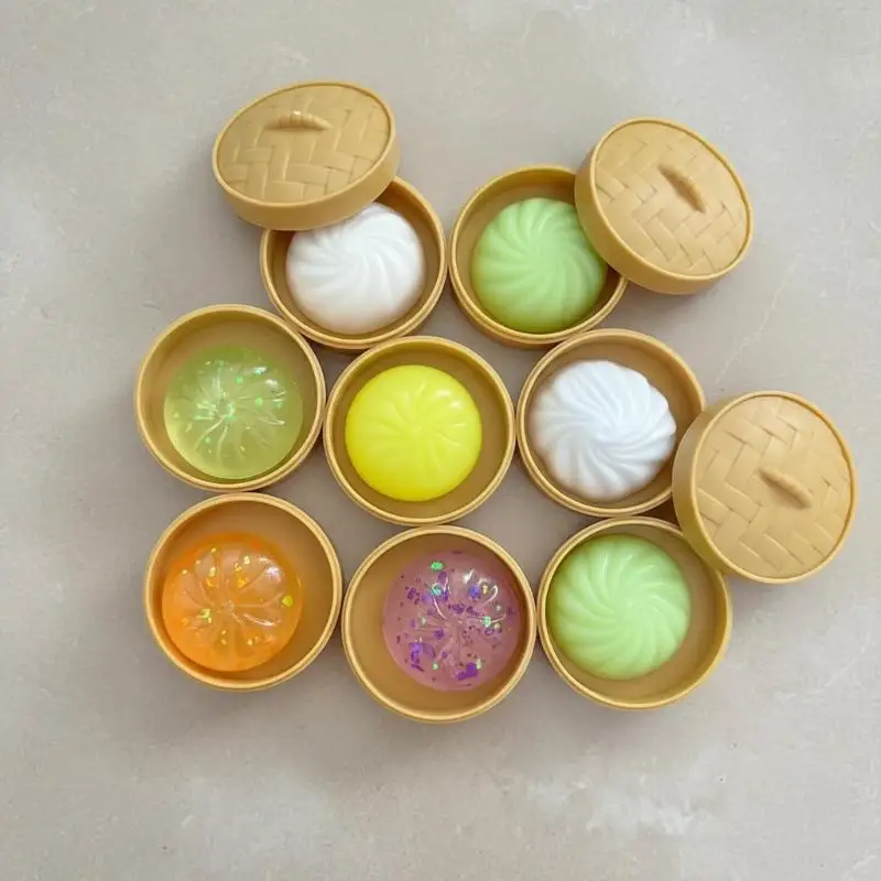 1PC Crystal Bun Cute Mini Soup Dumpling Shaped Stress-relief Squeeze Toy, Venting Office Prank Toy, Slow Rebound, Fun Gift