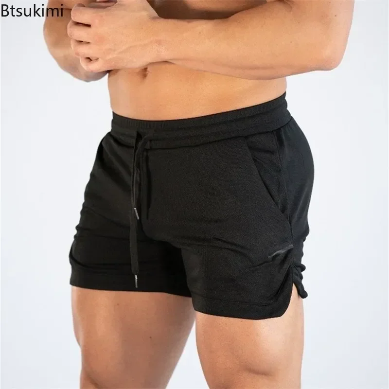 

2025 мужские шорты для фитнеса и бодибилдинга, летние спортивные шорты для тренировок, дышащая сетка, быстросохнущая спортивная одежда, пляжные шорты для бега, мужские