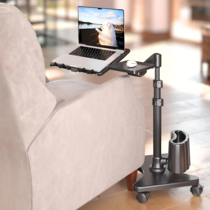 Adjustable Rolling Laptop Stand, Ergonomic Tilt Computer Desk, Portable Mobile Workstation Bed, Sofa & Office, Height Adjust