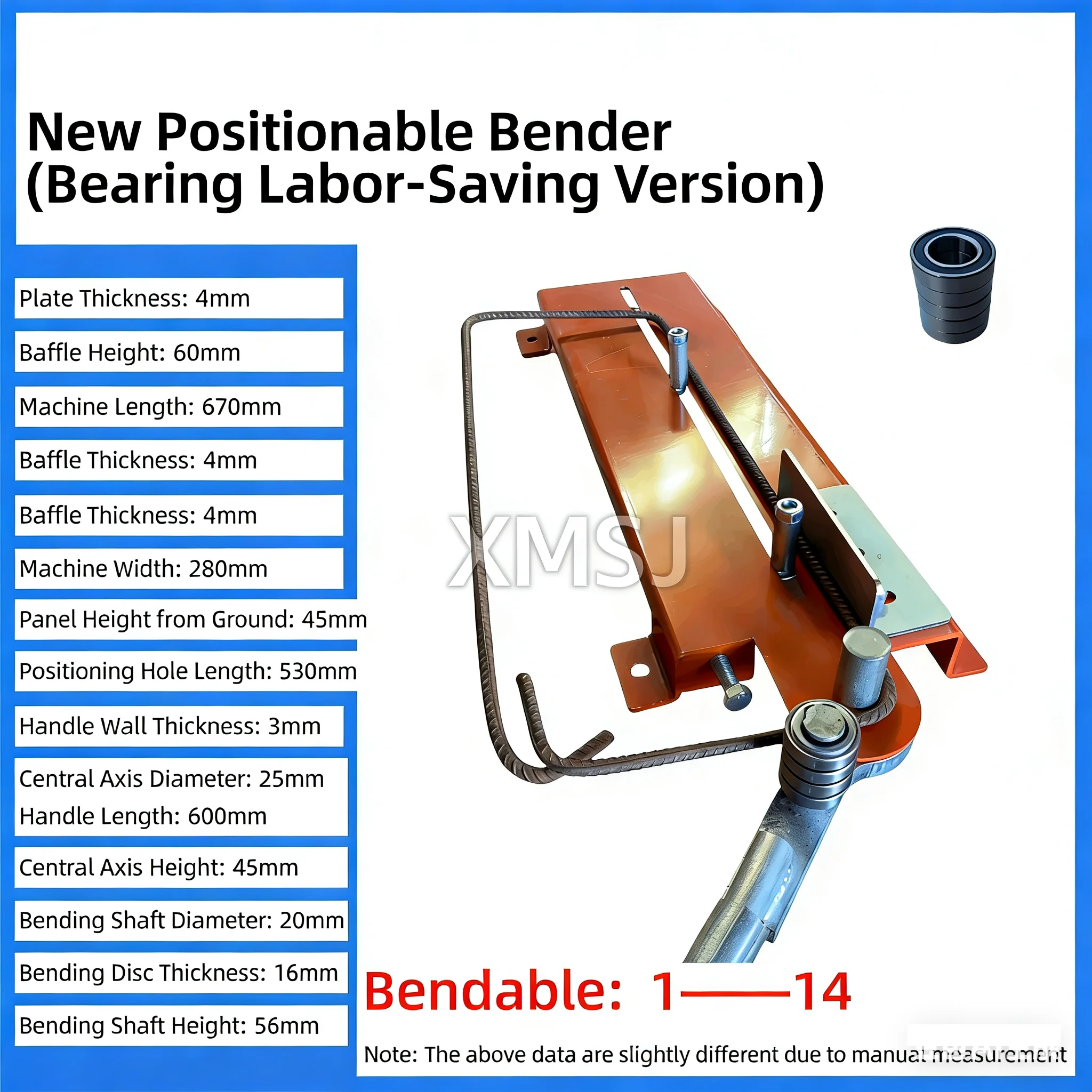 Positionable Manual Rebar Bender | Manual Steel Bar Bending Machine for Rebar, Flat Iron & Stainless Steel