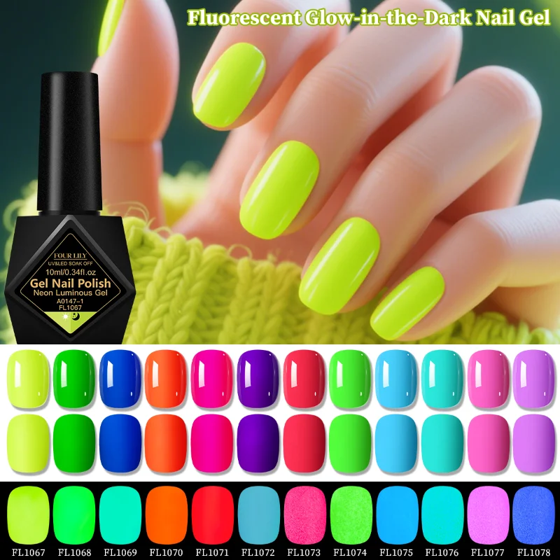 3pcs 10ml Fluorescent Glow In The Dark Gel Nail Polish Set Luminous Neon Color Semi Permanent Soak Off UV LED Gel Varnish Nails