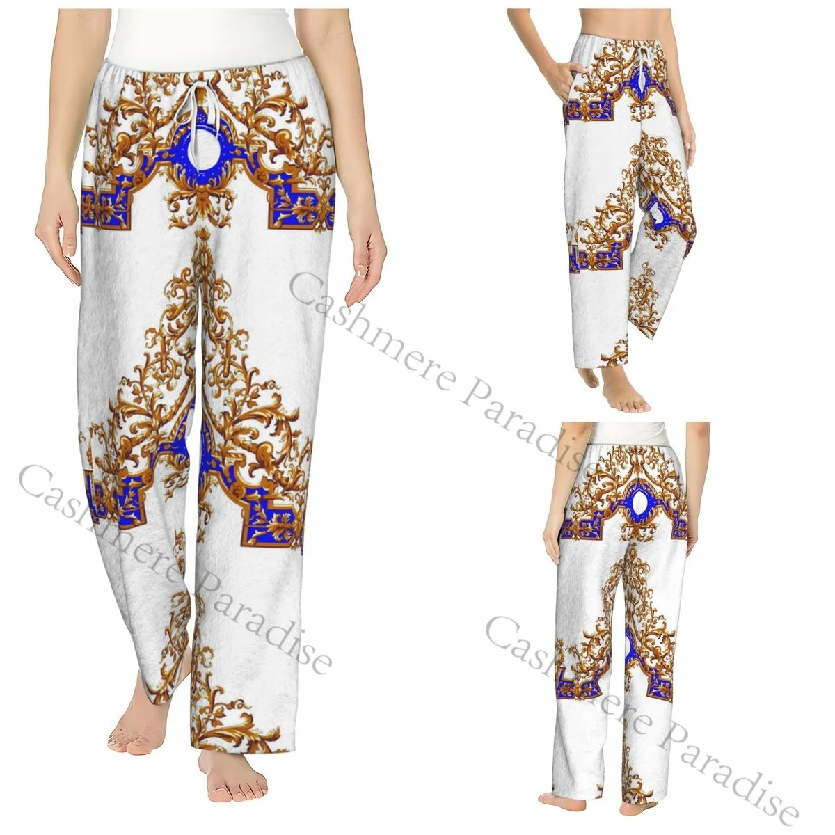 Beautiful Abstract Baroque Warm Women Pajama Pants Flannel Sleep Bottoms Soft Fleece Loungewear