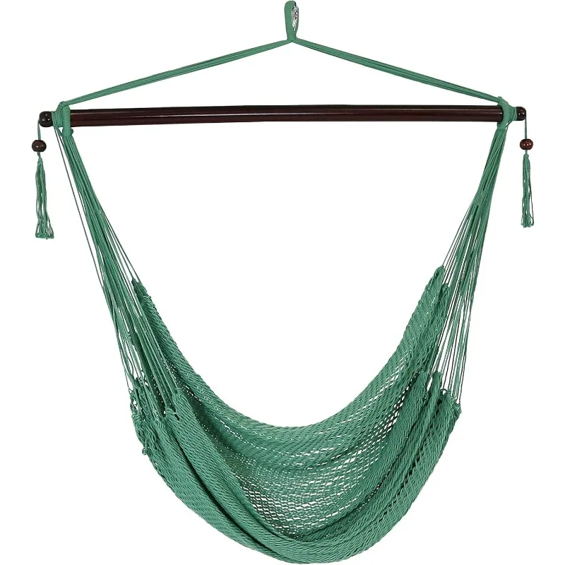

Indoor/Outdoor Caribbean XL Hanging Hammock Chair - Soft-Spun Polyester Rope - 300-Pound Capacity - Green