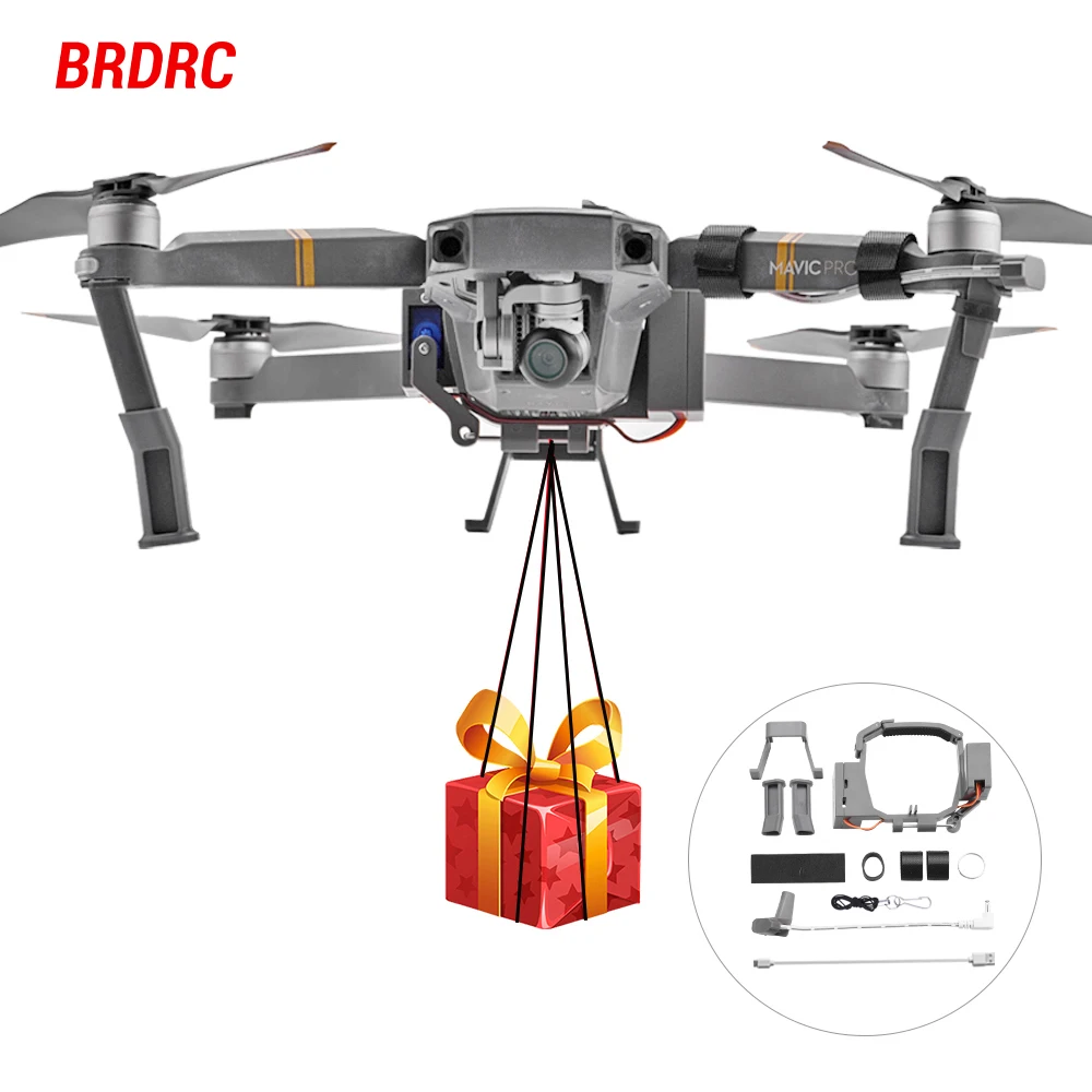 BRDRC Air Drop Dropping System for DJI Mavic Pro/3/2/Air 2/2s Platinum Drone Thrower Deliver Life Saver Fishing Bait Ring Sender