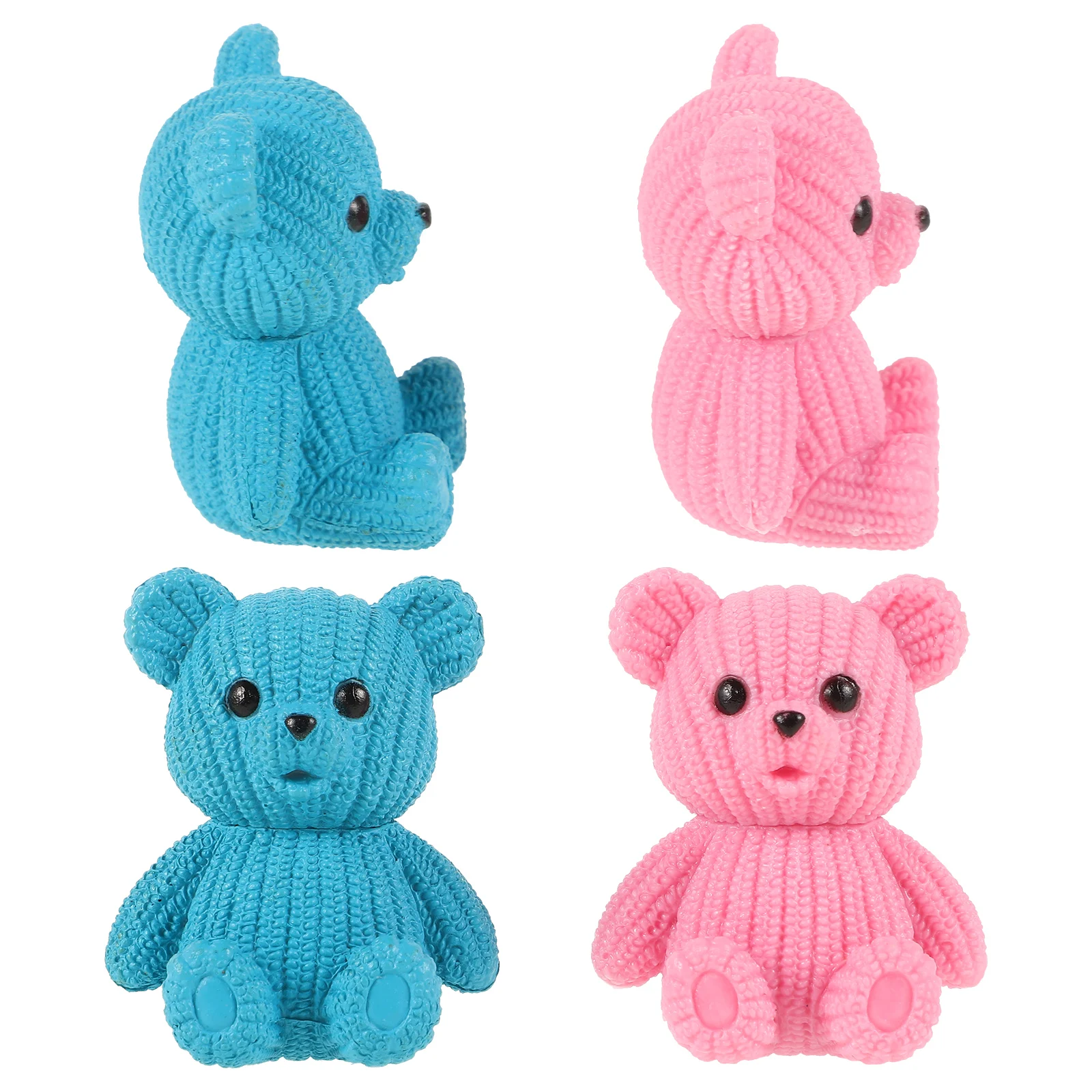 

4 Pcs Resin Bear Keychain Mini Decor Decoration Figurine Desktop Ornaments Baby