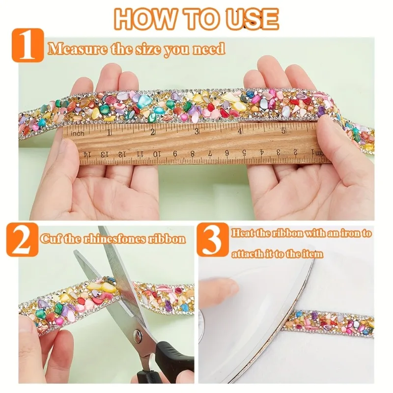 Afbeelding 5: Zelfklevende strassstrip boordecoratie DIY-accessoire, kan worden gebruikt voor verschillende tassen, kleding, schoenen, hoedendecoratie