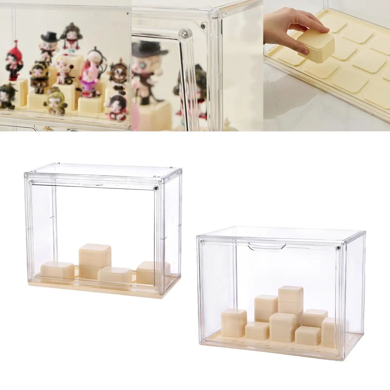 Vitrine transparente em miniatura, empilhável para figura de ação, proteção à prova de poeira, modelo de armário, vitrine