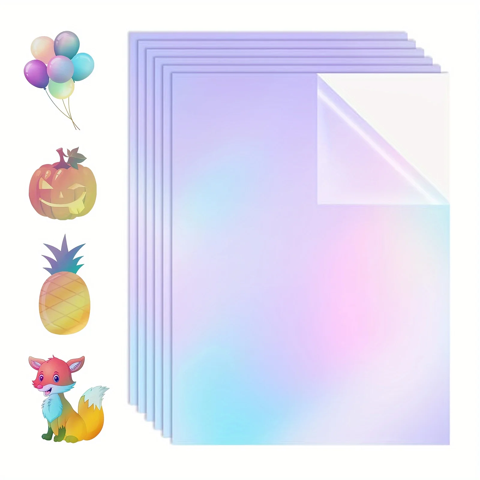 20 Sheets A4 Rainbow Holographic Cold Lamination Film, 8.3×11.7 Inch Vinyl Sticker Film, Waterproof & Durable & Self-Adhesive