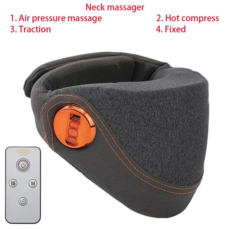 Wireless Remote Control Cervical Spine Traction Device Hot Compression Neck Massage Pillow Air Pressure Heating Technology
