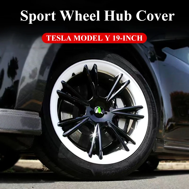 Hub Cap For Tesla Model Y 2021-2023 Wheel Cover Symmetric 19 Inch Black White Sports Wheel Hubcap Car MODELY New Accessories