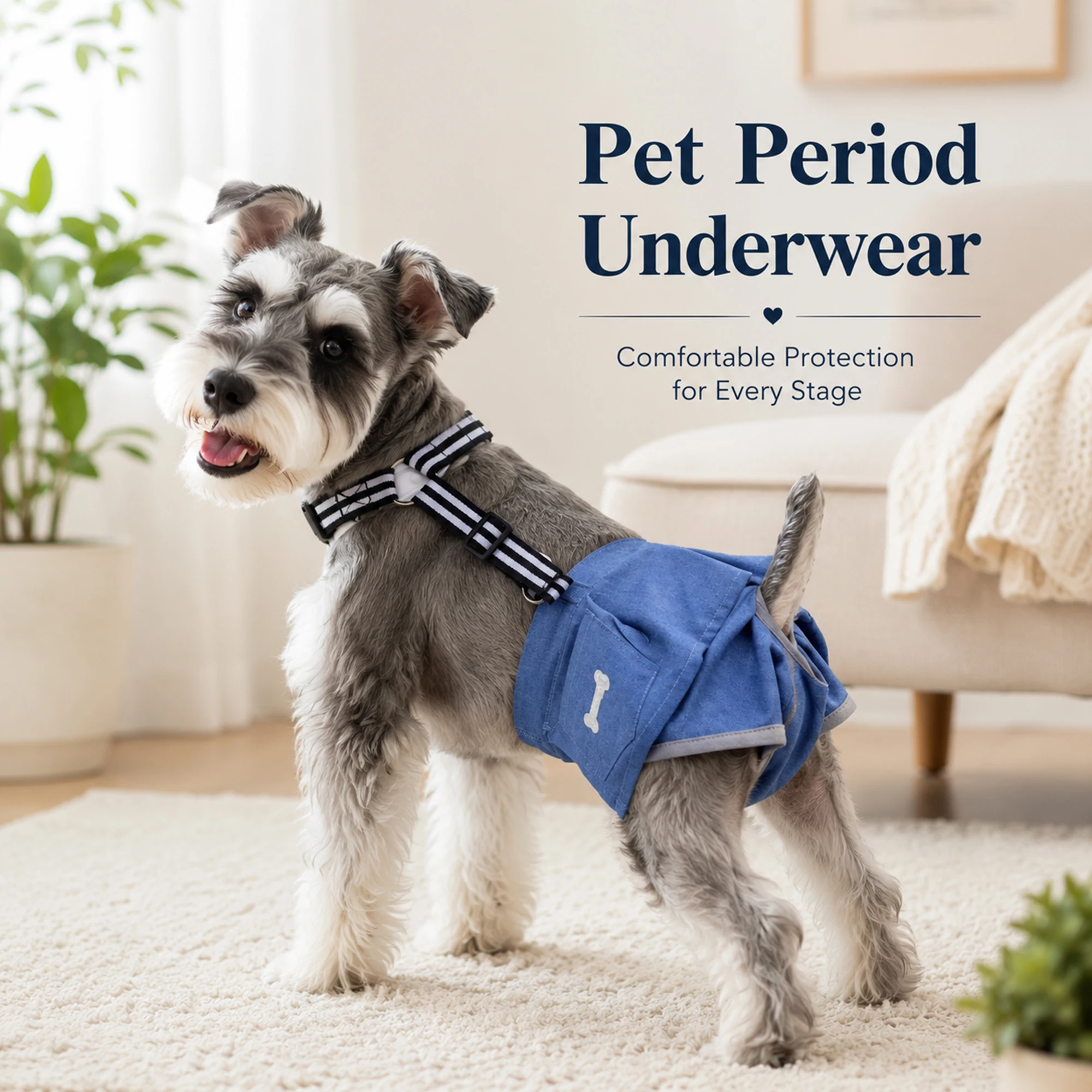 Female Dog Suspender Pants Sanitary Underwear Anti Fall Stain Resistant Leak Proof Hygiene Pants Breathable Adjustable