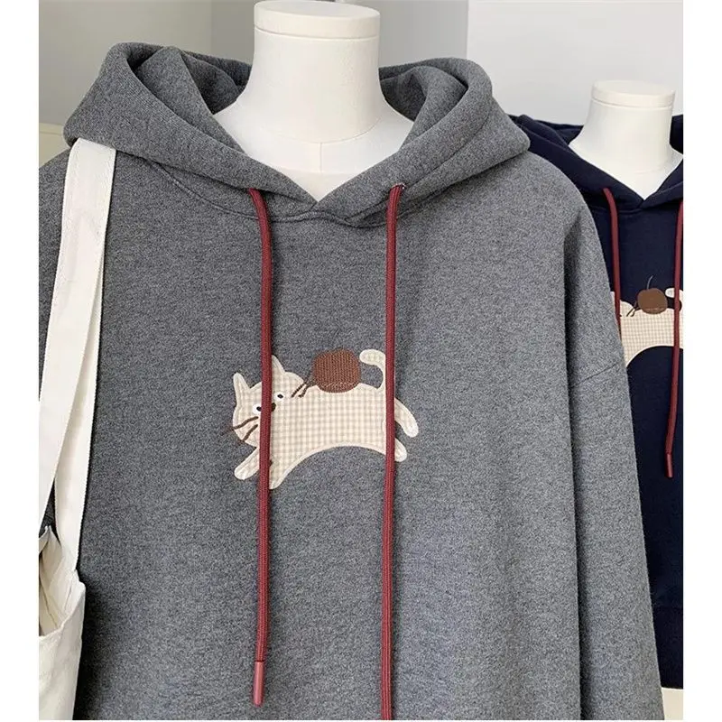 سويت شيرت أمريكي فضفاض بغطاء للرأس سترة نسائية كاجوال لتخفيض العمر #4