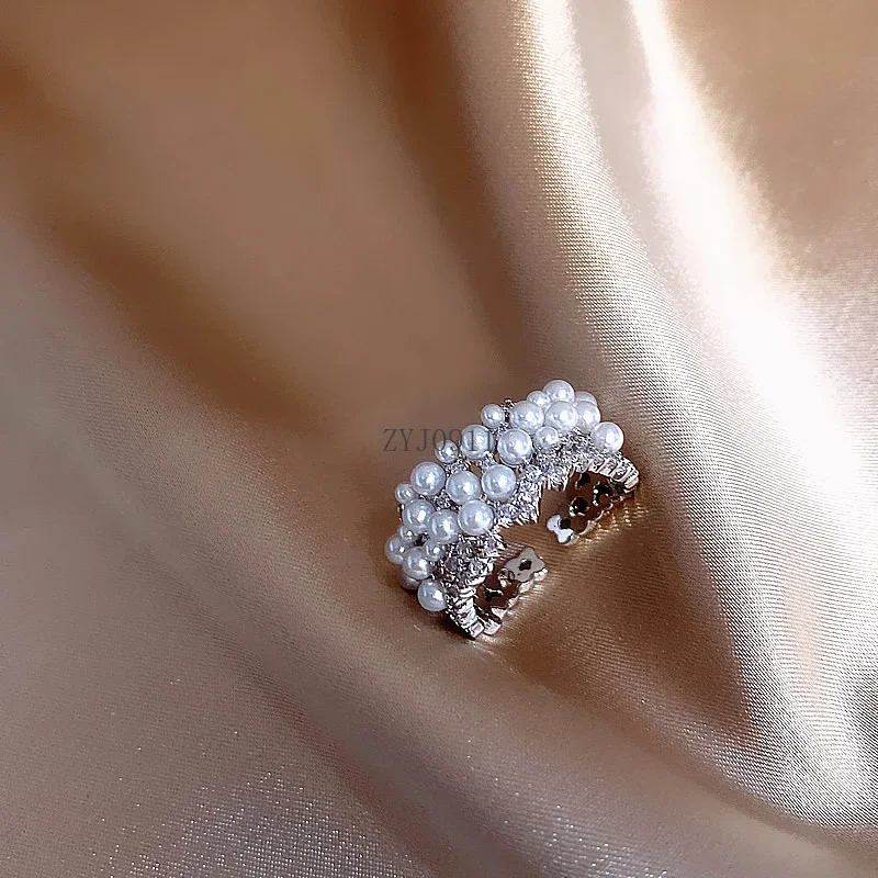 프랑스 지르콘 진주 검지 반지 꼬리 반지 여성 새끼 손가락 틈새 하이 엔드 오픈 반지