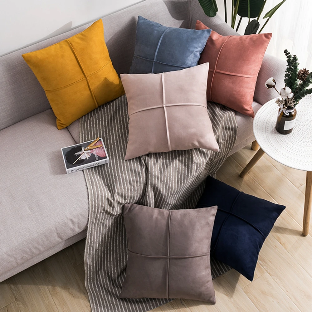 Luxury Gift Throw Cushion Cover Decorative Textured Cross Pleated Pattern Square Accent Pillowcase for Sofa Couch Bedroom Yellow