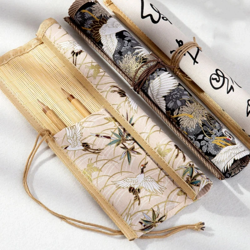 Chinese Style Brush Roll Portable Storage Protector Bag For Beginner Calligraphy Students Four Treasures Of The Study Art Tools