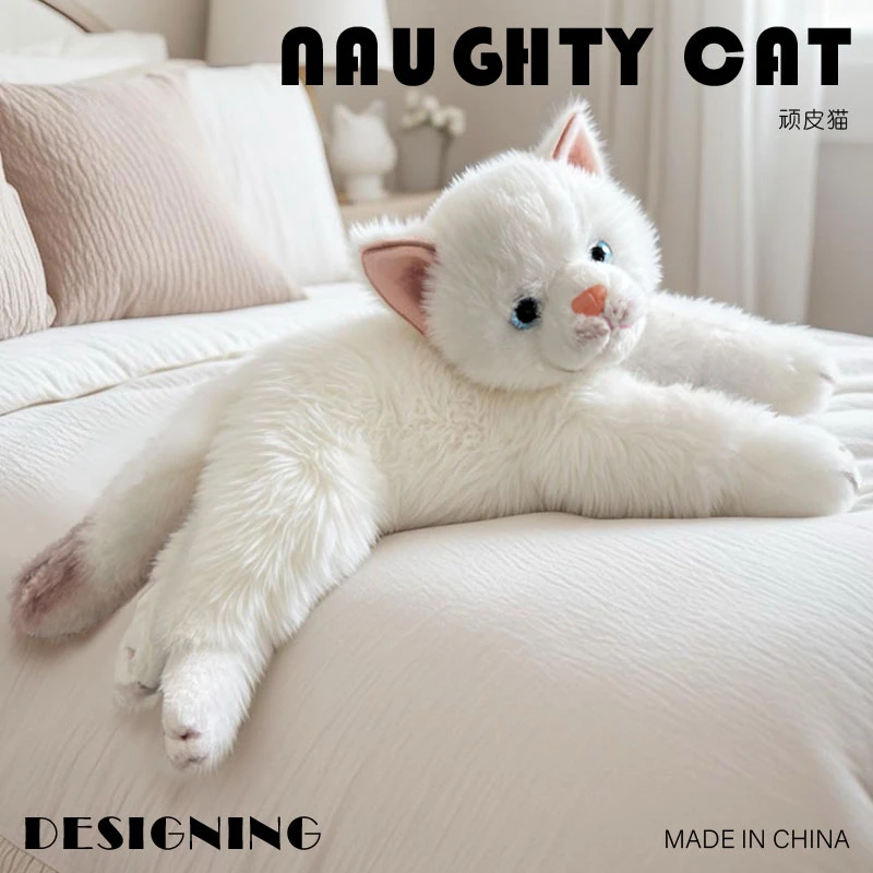 45 cm Hohe Qualität Lebensechte Echte Katze Plüsch Puppe Kissen Bunte Liegende Katze Tier Stofftier Wohnkultur Geschenk für Kinder