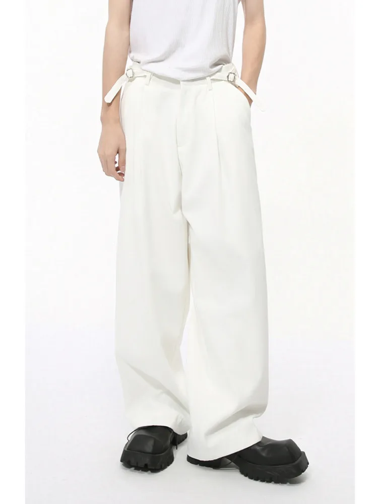 Men's Wear Suit Pants 2024 Autumn Korean Style Minimalist Casual Solid Color Straight Wide Leg Loose Male Trousers New