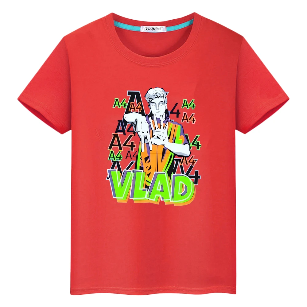 

t shirt for kids boy 10years Vlad A4 Print 100%Cotton Kawaii Tops y2k one piece Мерч А4 Short anime pride tshirt girls clothes