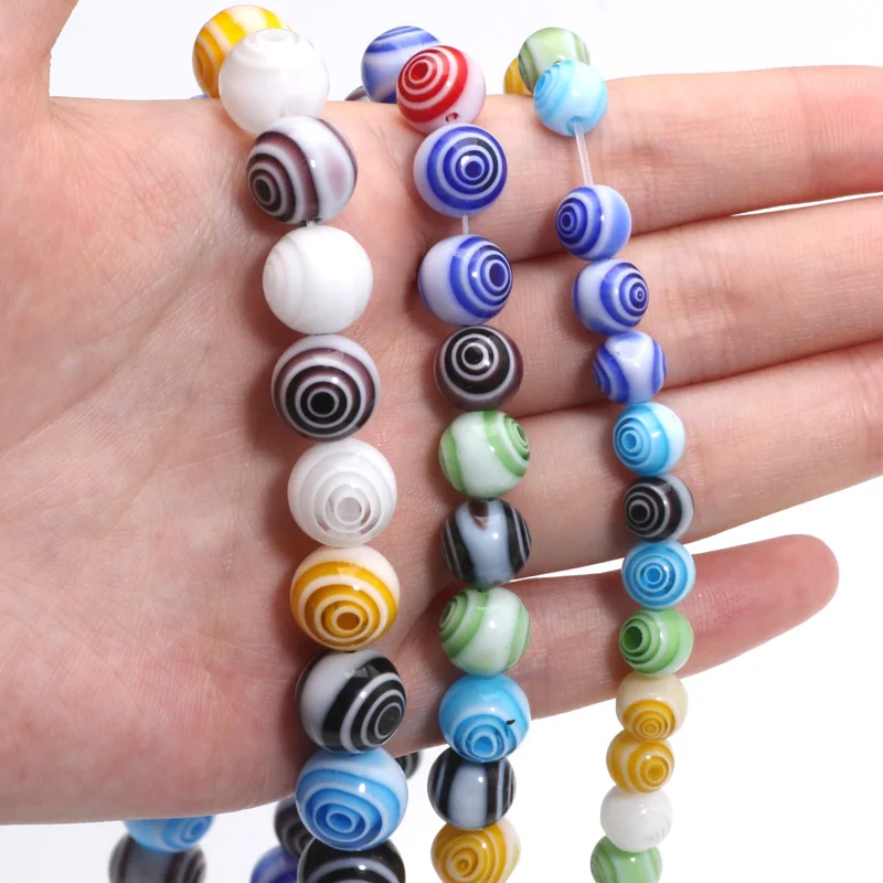 6 8 10 12mm Round Lampwork Glazed Glass Beads Loose Spacer Beads For Jewelry Making Bracelets Necklace Craft Diy Accessories