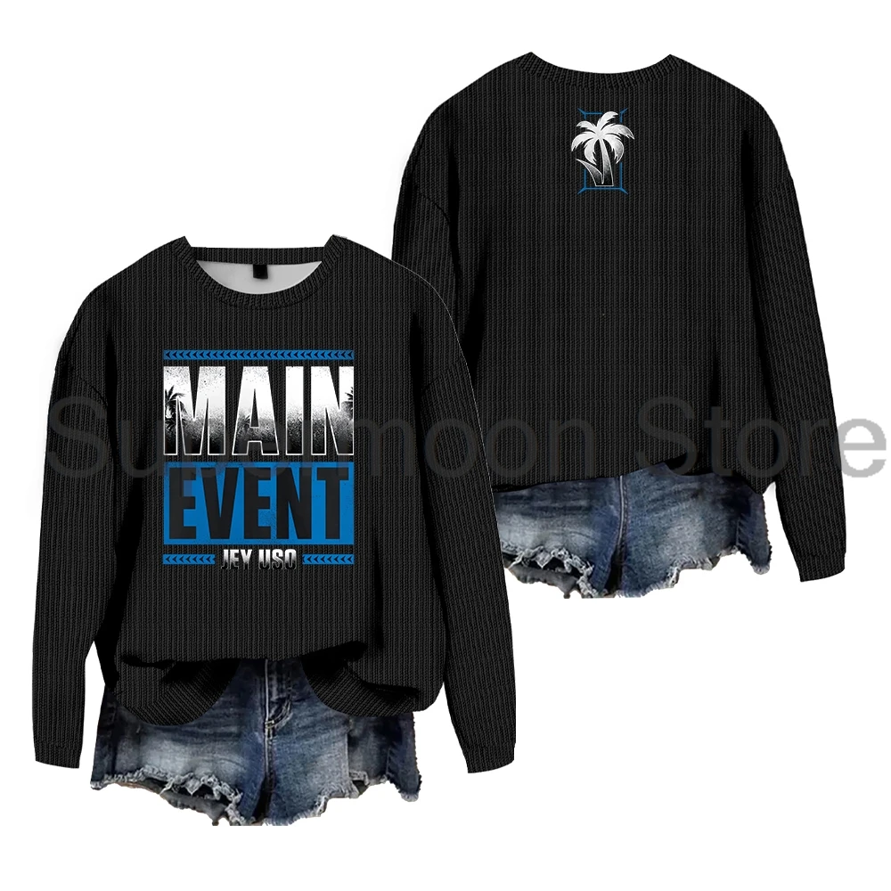 Jey Uso Main Event Pullover Damen Strickpullover Rundhalsausschnitt Langarm Streetwear Damen Pullover Tops Trendige Outfits