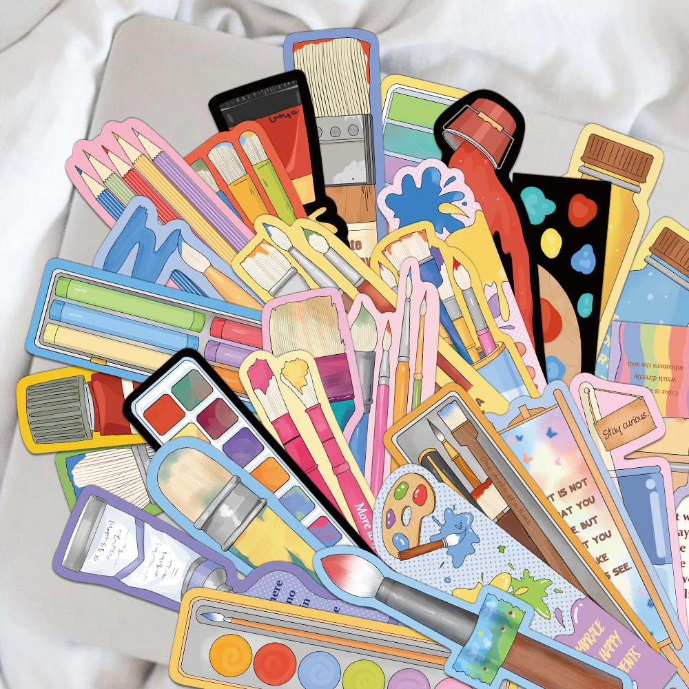 30PCS Creative Color Story Bookmark Simple Cartoon Bookmark Student Supplies Book Label Gift Card Bookmark