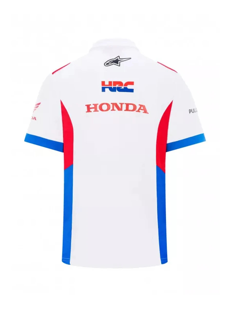 Mens Caltop Sportswear Stripped Short Sleeve Button Up Knit Polo Shirt Official Honda HRC Racing Polo Shirt