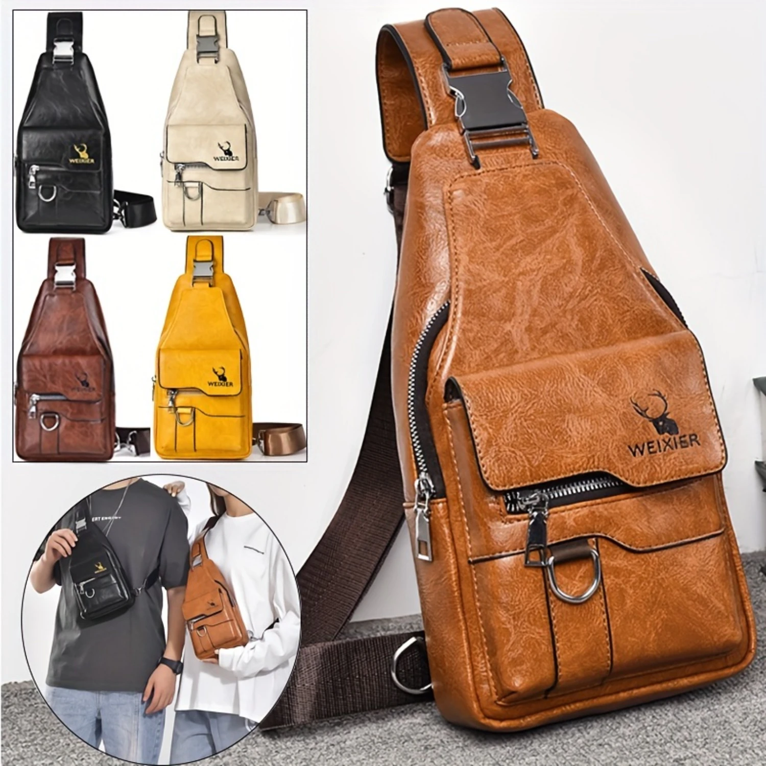 

Stylish Vintage Multi-pocket Chest Bag for Men, Casual Solid Color Crossbody Bag, Perfect Outdoor Sling Bag for Everyday Use and