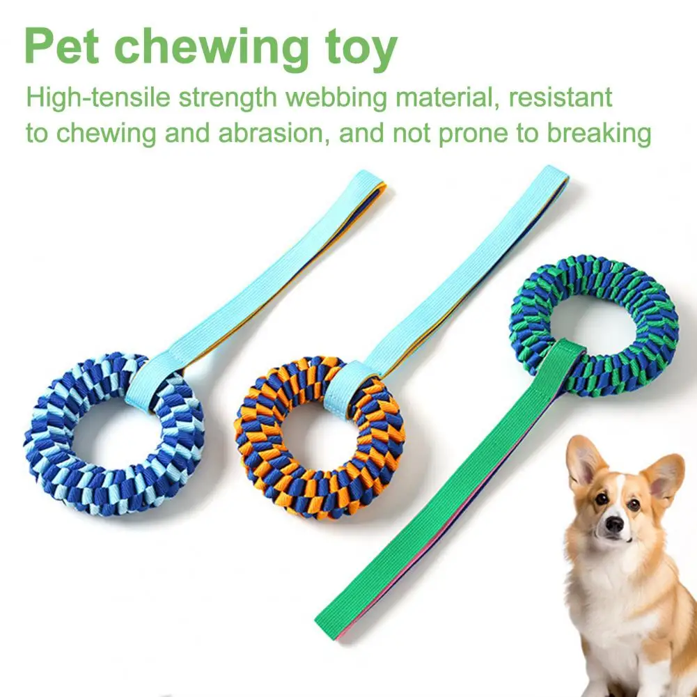 Hundekau-Spielzeug: Geflochtenes Seil-Zerrspielzeug aus gewebtem Oxford-Gewebe in Donut-Form – sicheres Baumwollseil für die Zahnpflege von Haustieren