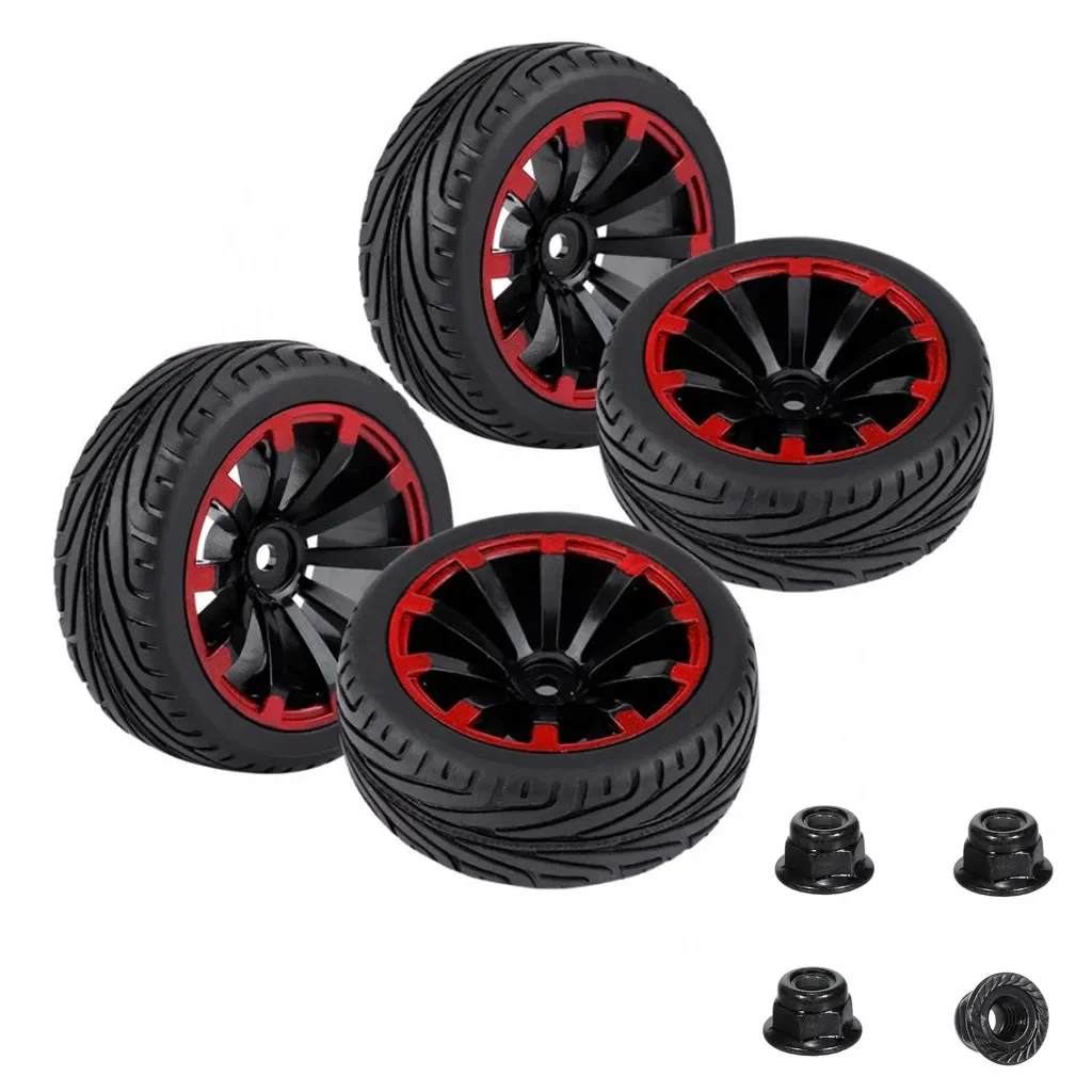 4Pcs 65*26mm RC Car tires On Road Tires and Wheel Hex 12mm for HSP HPI RC Car Tyres Trxs TRX4 TRX-4 Tamiya Accessories