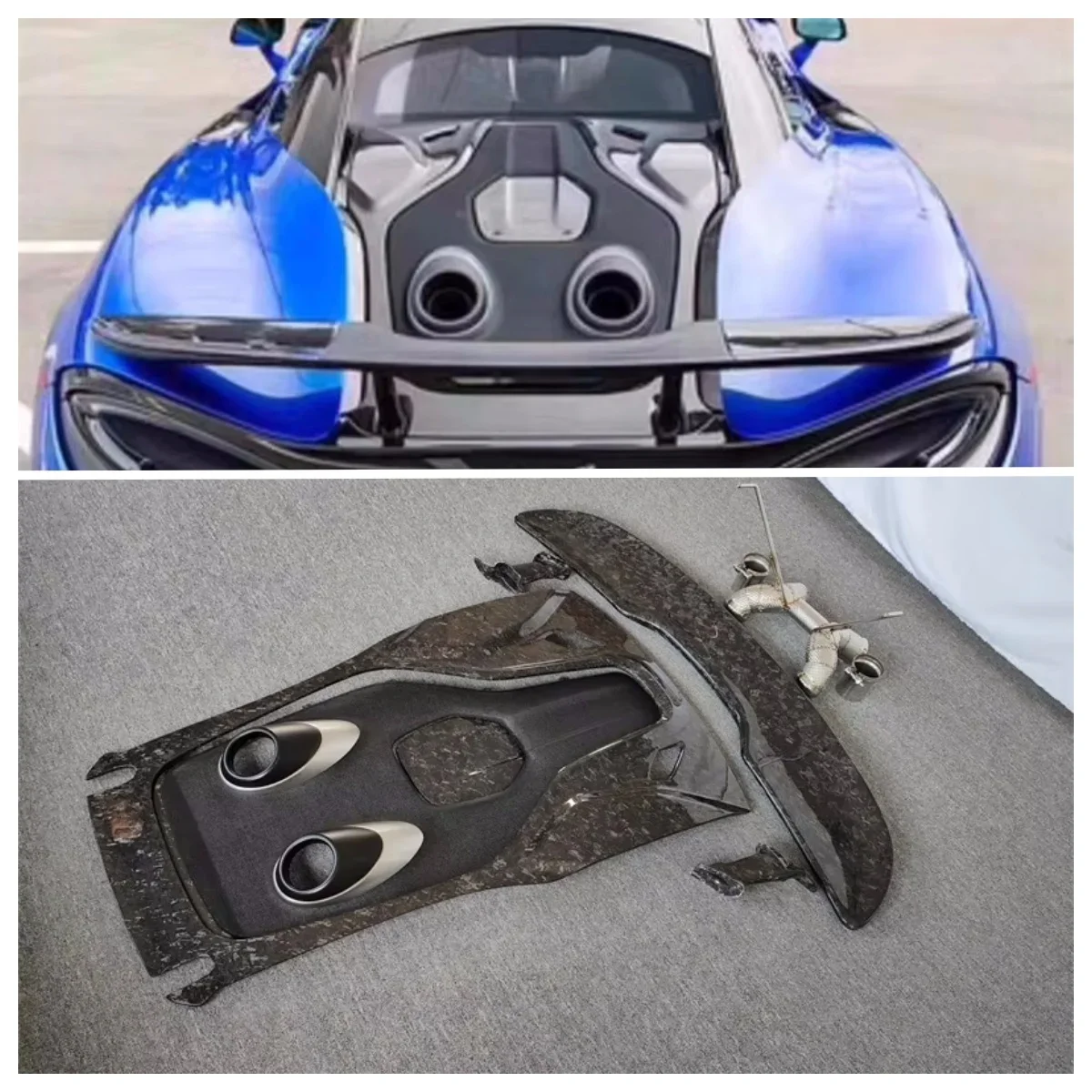 Used for Upgrading Mclaren 540C 570S to 600LT Style Forged Carbon Fiber Rear Spoiler Tailgate Exhaust Body Kit