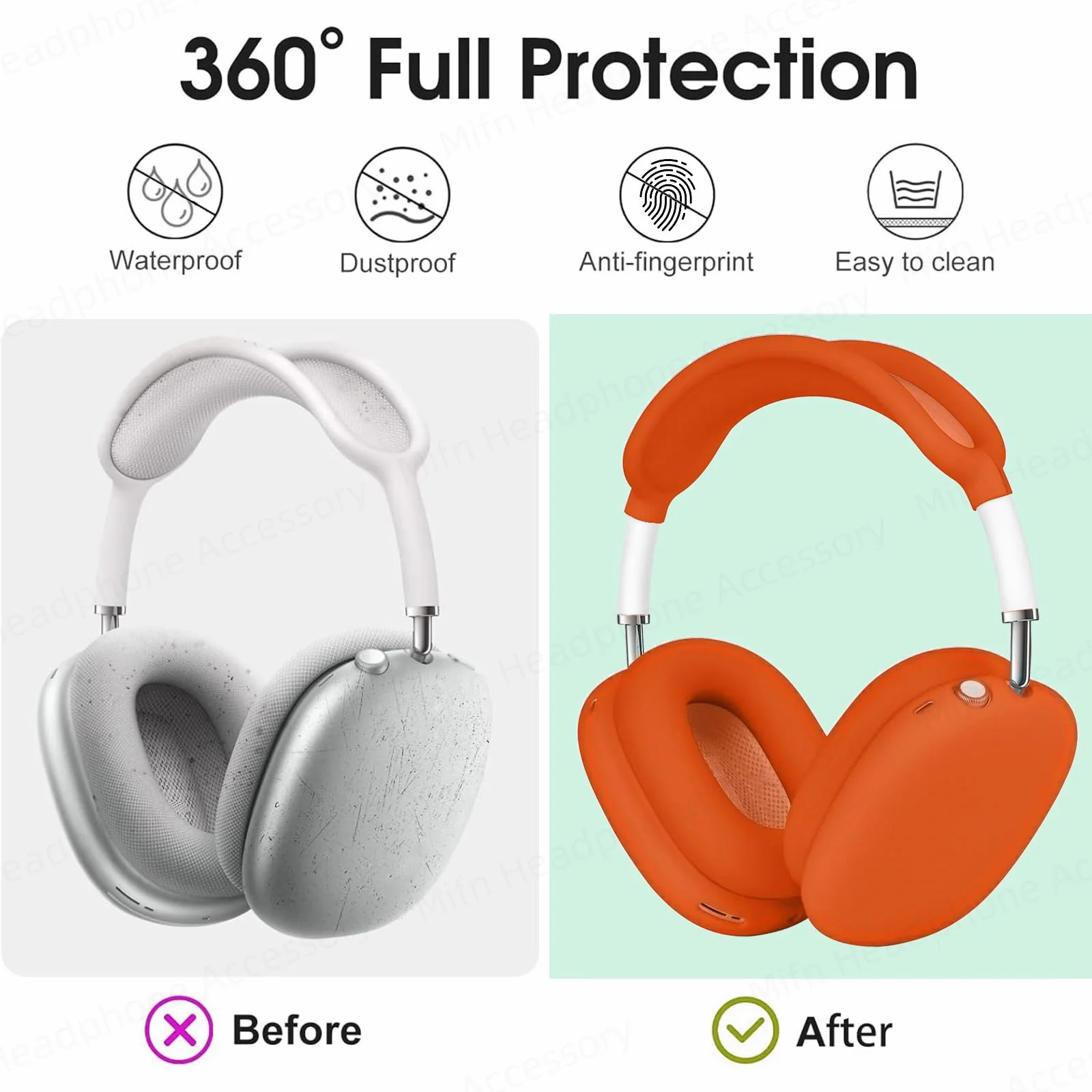 Чехол для airpods max 2024 года, чехол 3 в 1, чехол для ушей/чашки для ушей/повязка на голову для наушников Airpods Max USB-C/Lightning