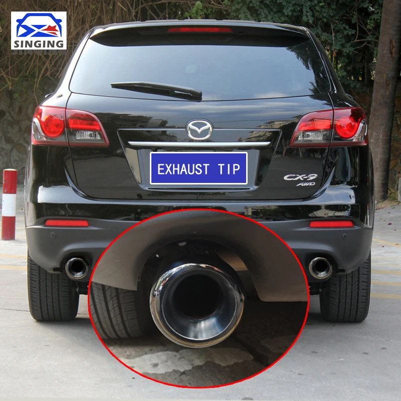 SINGING decoration rear tail throat end tip exhaust pipe muffler cover nozzle auto parts accessory For Mazda CX9 CX-9 2013-19