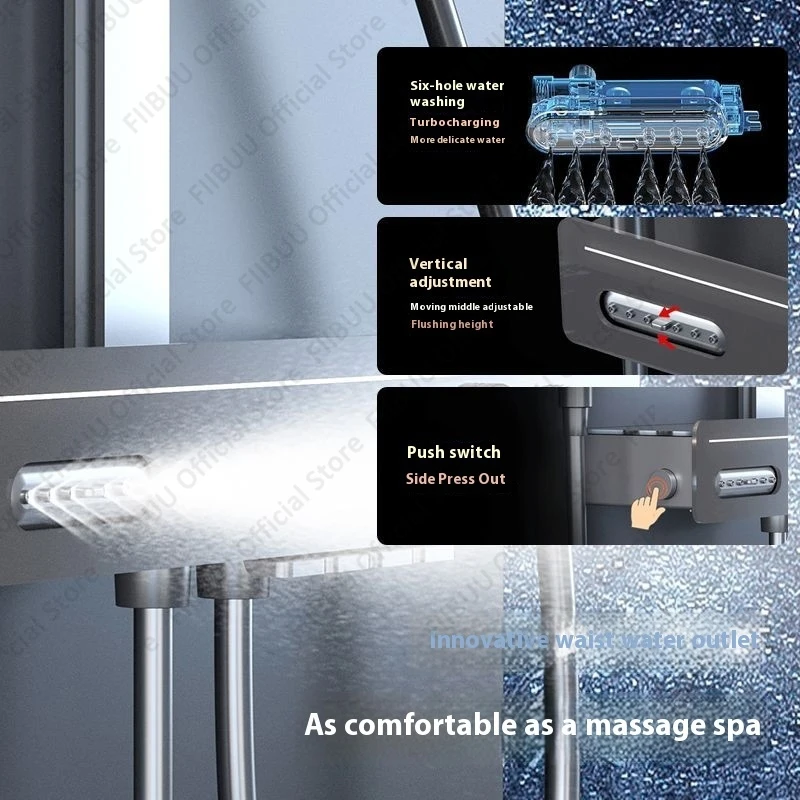 디지털 온도 디스플레이 샤워 세트 압력 마사지 샤워 시스템 멀티 모드 샤워 헤드 휴대용 스프레이 욕실 액세서리