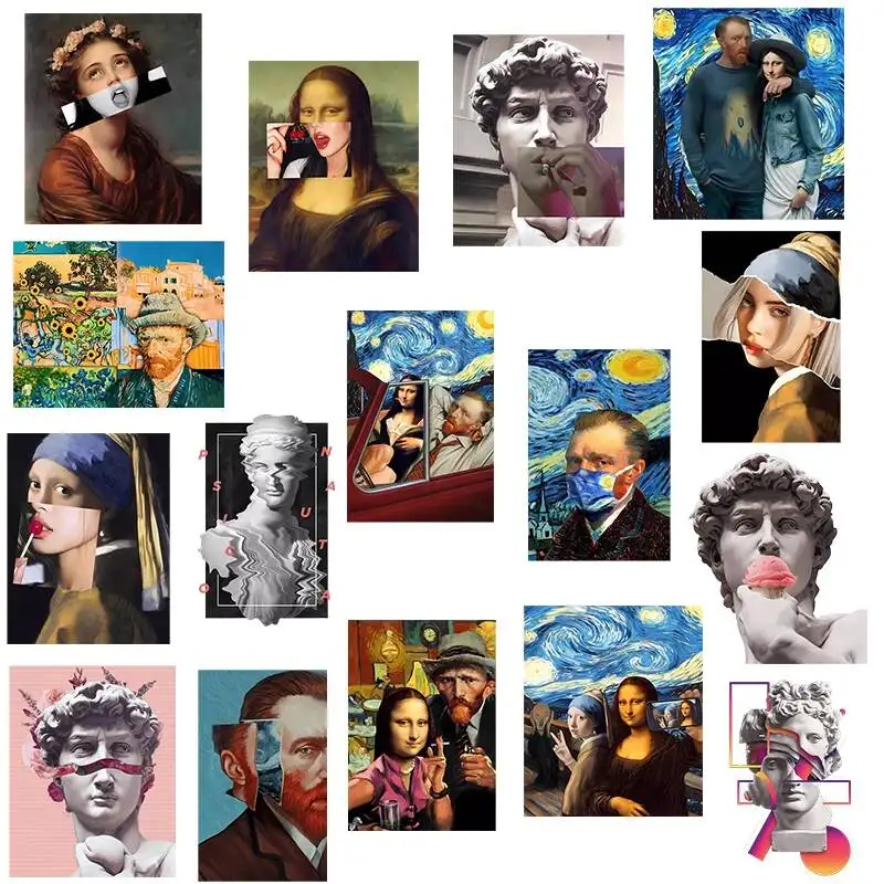 Van Gogh Mona Lisa naprasowanki naklejki termiczne na ubrania T-shirt DIY kolorowe malowanie Tuya naszywka termotransferowa aplikacja