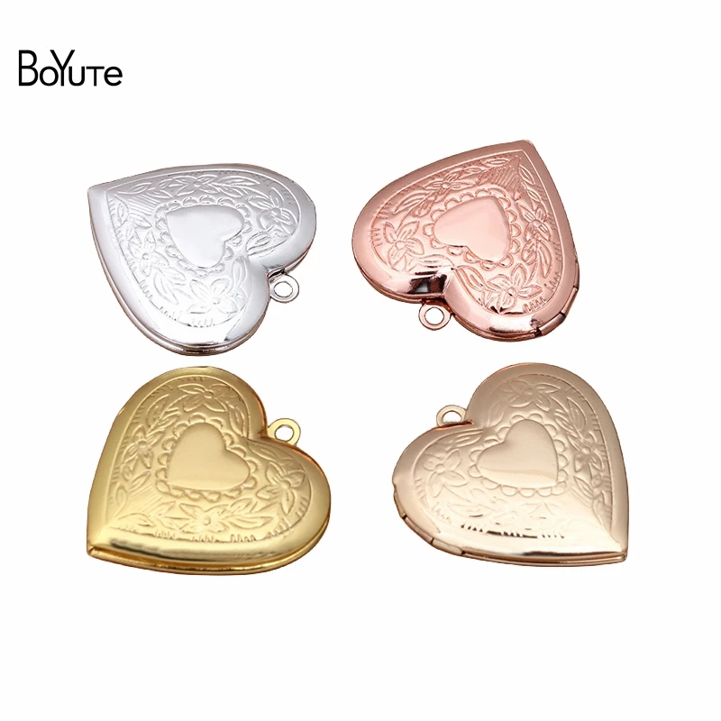 BoYuTe (10 Pieces/Lot) 28MM Metal Brass Heart Shaped Floating Locket Charms Pendant Factory Direct Sale Photo Locket