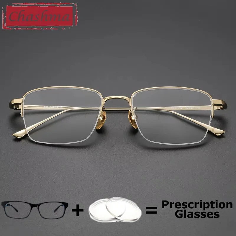 

Chashma Pure Titanium Prescription Glasses Men Semi Frame Photochromic Prescription Myopia Glasses Fashion Optical Glasses Frame