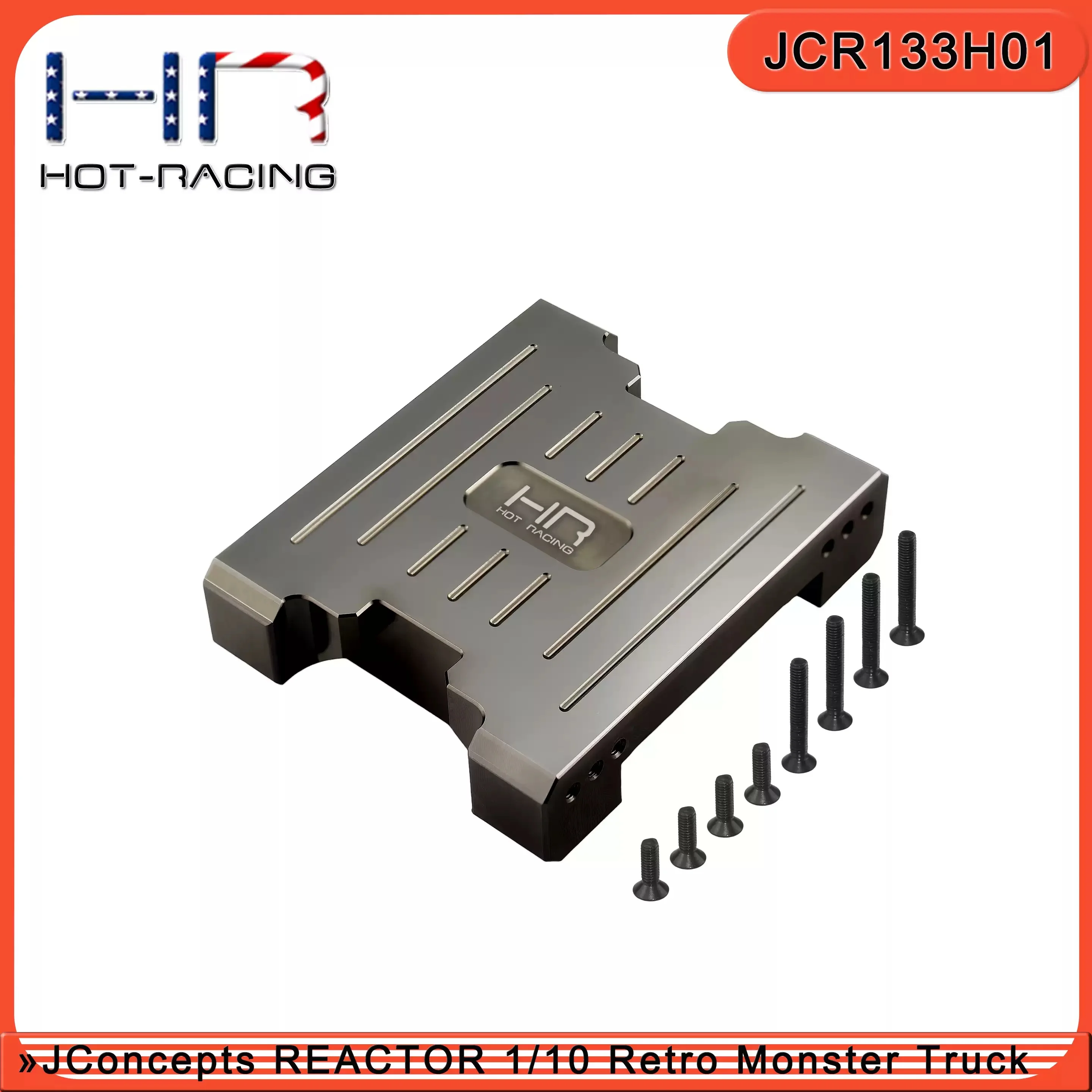 HR JConceptions Reactor Steel Chassis Guard Counterweight 10.75 Wheelbase 454g Black Chrome Polishing