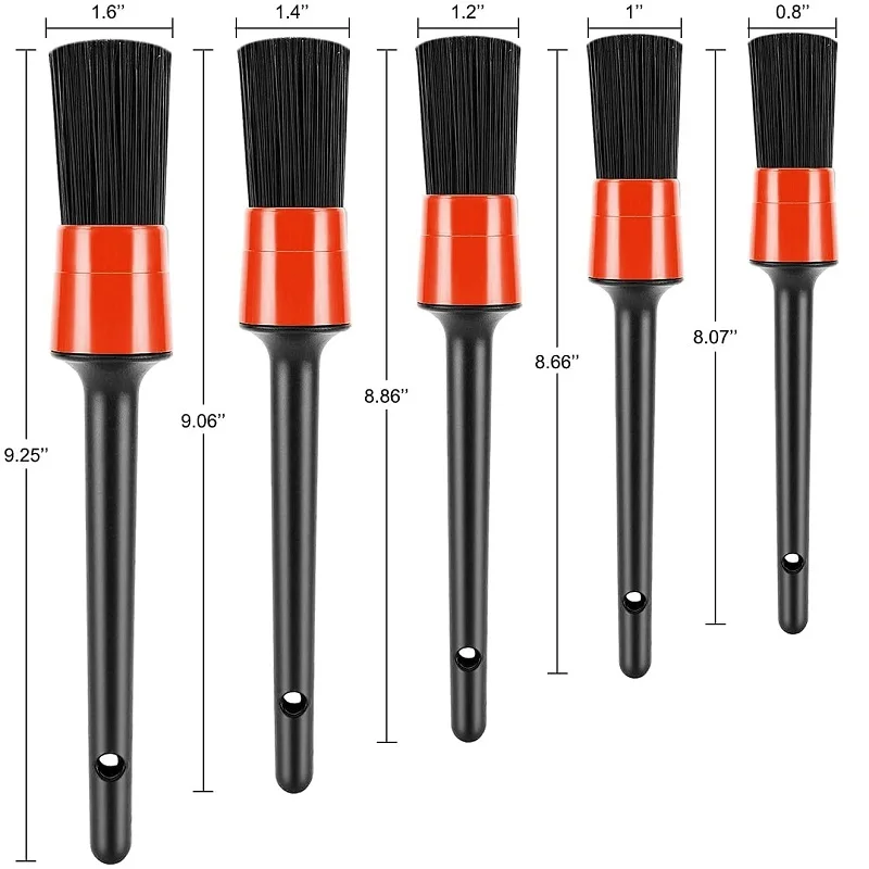 17 PCS Auto Detailing Brush Set Non-slip Rubber Handle Detail Brush Kit for Car Interior Exterior Air Vents Clean Accessories