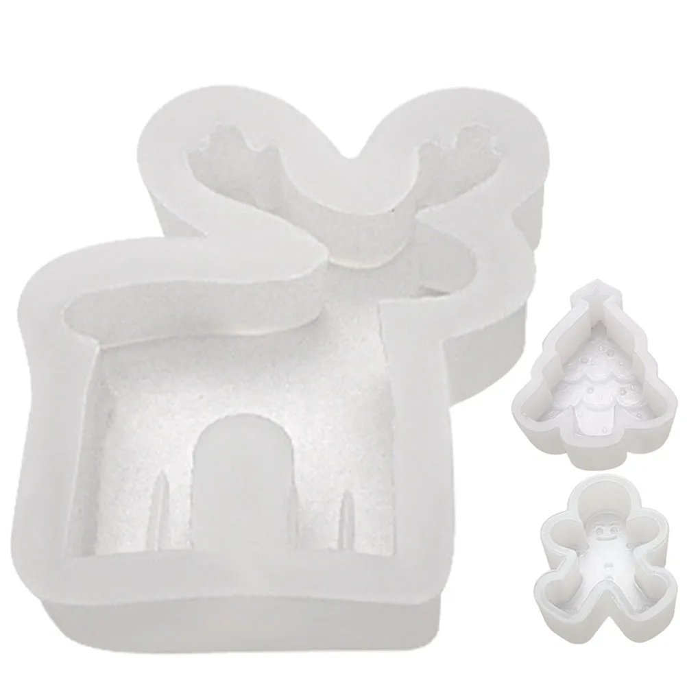 

3Pcs Christmas Scented Mold Silicone Christmas Tree Gingerbread Reindeer DIY Soap Making Mold Flexible Reusable