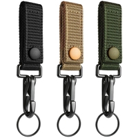 Tactical Keychain Outdoor Heavy Duty Belt Keeper Clip Key Holder with Metal Snap and Nylon Molle Strap for Camping Hiking
