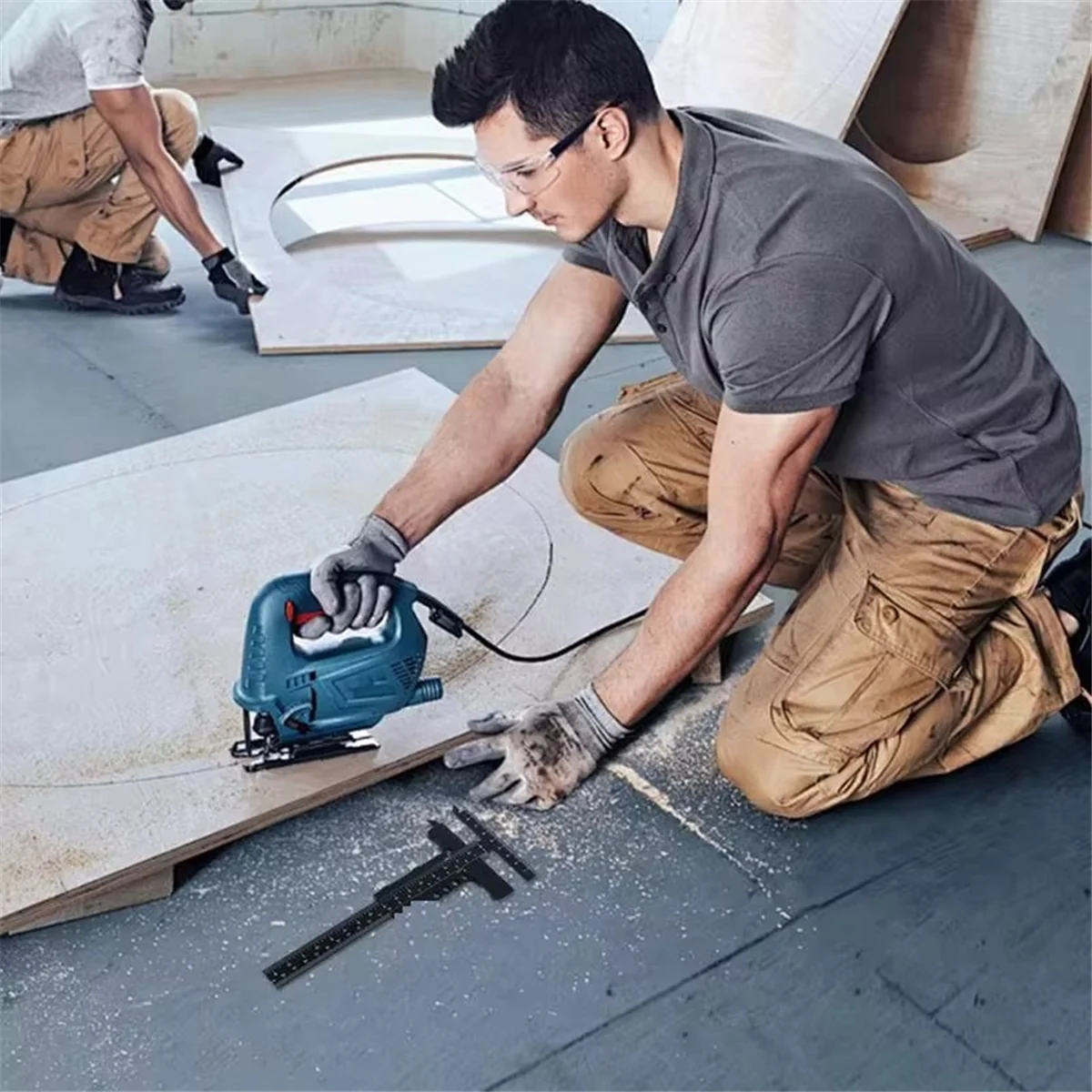 ABEZ T 눈금자 금속 슬라이더 눈금자 정확한 Woodworker 가장자리 눈금자 각도 측정 스크라이브 도구 목공 실용 목수A