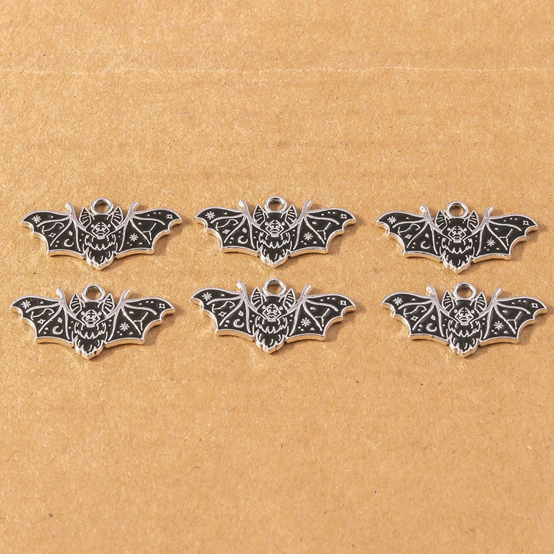 10Pcs Metal Bat Charms Halloween Skull Pumpkin Charm Pendants for Making Necklace Bracelet Handmade DIY Jewelry Findings