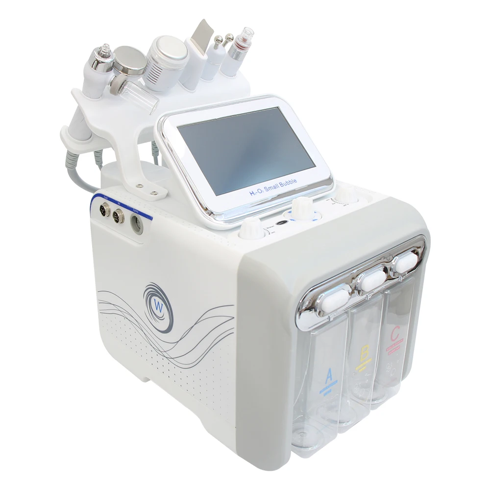 6 in 1 Wasserstoff Derma brasion Gesichts schönheit Maschine Aqua Peeling Tiefen reinigung Lifting Wasser Mikro derma brasion Gerät Hautpflege – Detail 8