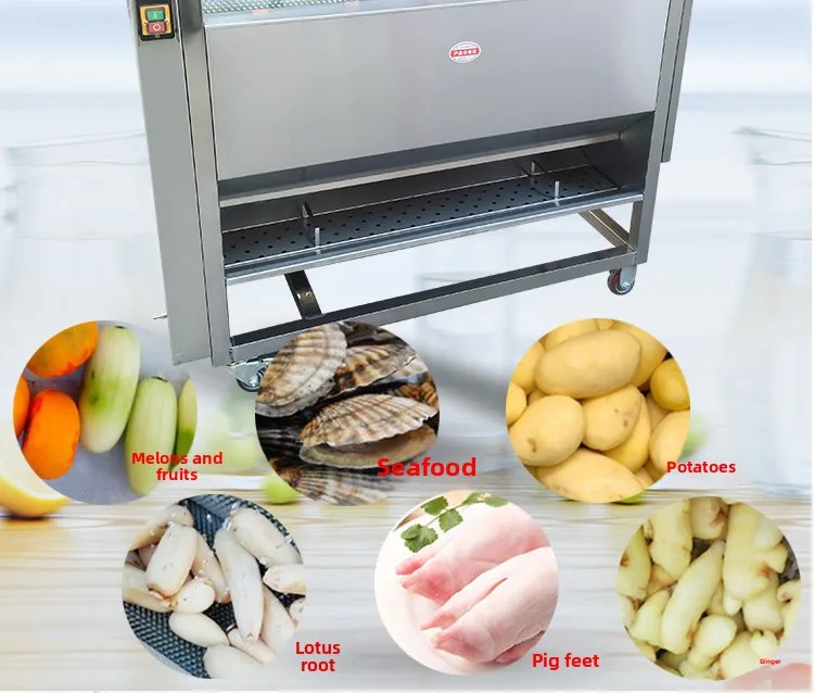 Commercial Automatic Peeling Machine Brush Type Taro Ginger Sweet Potato Lotus Root Horseshoe Electric Cleaning Peeler