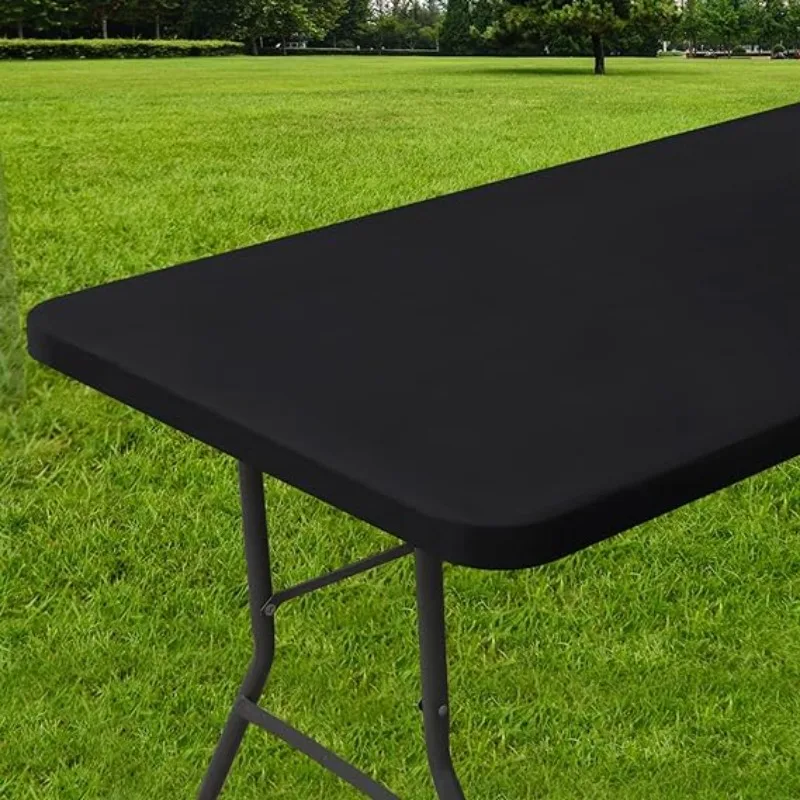 Rectangle Elastic Table Cloth Cover Waterproof Polyester Tablecloth Fits for Table Protector for Picnic Camping Outdoor 72inch