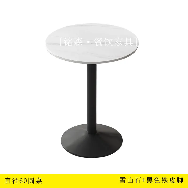 Commercial slate dining table milk tea shop coffee western restaurant hotel small round table canteen fast food snack bar table