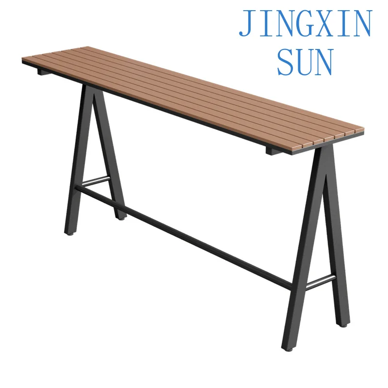Milk tea shop outdoor bar table and chair combination open-air waterproof and sunscreen strip table household